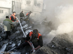 A building in Ashdod, Israel, is demolished after being damaged by a Hamas rocket.