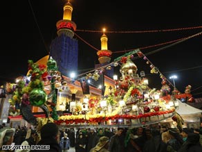 Pilgrims, pictured above, have gathered to celebrate the Shia holy period of Ashura.