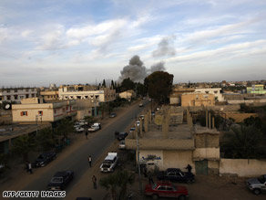 Smoke billows from the Palestinian side of the Rafah border crossing following Israeli air strikes on January 8.