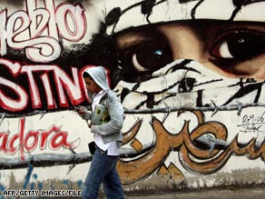 A pro-Palestinian mural in the Venezuelan capital, Caracas.