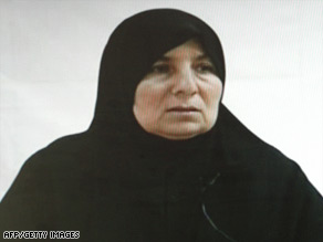 Television picture reportedly showing Samira Ahmed Jassim during her alleged confession.