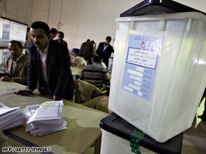 Provincial election ballots are sorted during a tally Thursday in Baghdad, Iraq.