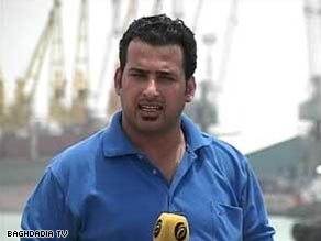 TV reporter Muntadher al-Zaidi, shown in a file photo, was jailed after throwing his shoes at President Bush.