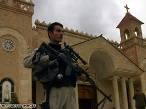 Due to persecution, Christians in Iraq have had to rely on Iraqi security forces, as shown here on Easter Sunday.