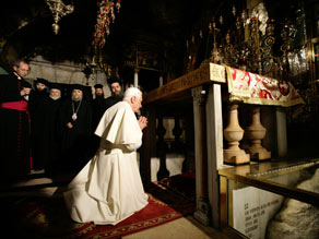 Benedict meets with religious leaders at the Basilica of the Annunciation in Nazareth, Israel.