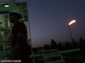 A worker at the oil refinery near the village of Taq Taq in the province of Irbil.