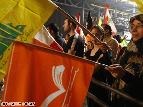 A rally for Hezbollah supporters with yellow flags and their allies, the Free Patriotic Movement in Beirut.