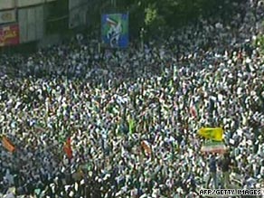 Iranian opposition supporters protest in Tehran on Monday in the largest demonstrations there in 30 years.