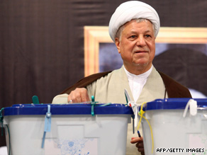 Iran's former President Ali Akbar Hashemi Rafsanjani votes in the presidential election on June 12.