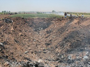 Photos indicate the aircraft created a huge crater.