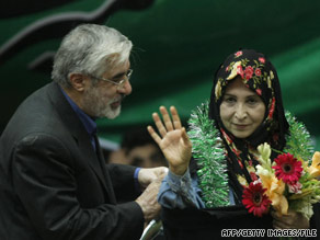 Iranian opposition leader Mir Hossein Moussavi and wife Zahra Rahnavard in Tehran in May