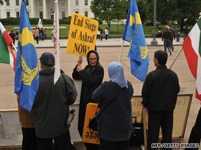 Supporters of People's Mujahedeen Organization of Iran  protest in front of the White House in May.
