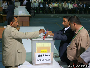 Fatah officials count ballots after a vote for the party leadership in Bethlehem on Monday.