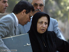 Attorneys Abdolfattah Soltani, left, and Shirin Ebadi, shown in Tehran in 2004.
