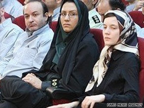 French national Clotilde Reiss, right, and British embassy worker Hossein Rassam, far left, in court.