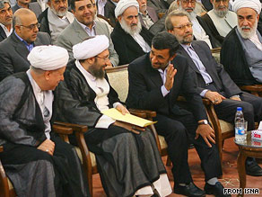 From left: former President Ali Akbar Hashemi Rafsanjani, Sadeq Larijani and President Mahmoud Ahmadinejad.