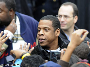 Hip hop artist Jay-Z mingled with the crowd after a November 2008 event in support of Barack Obama.
