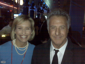 AC360° Correspondent poses with actor Dustin Hoffman at the Huffington Post ball Monday night.