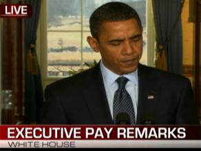 The President spoke about the economic crisis and executive compensation Wednesday.