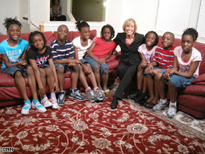 Randi Kaye with the family of octuplets in Texas.