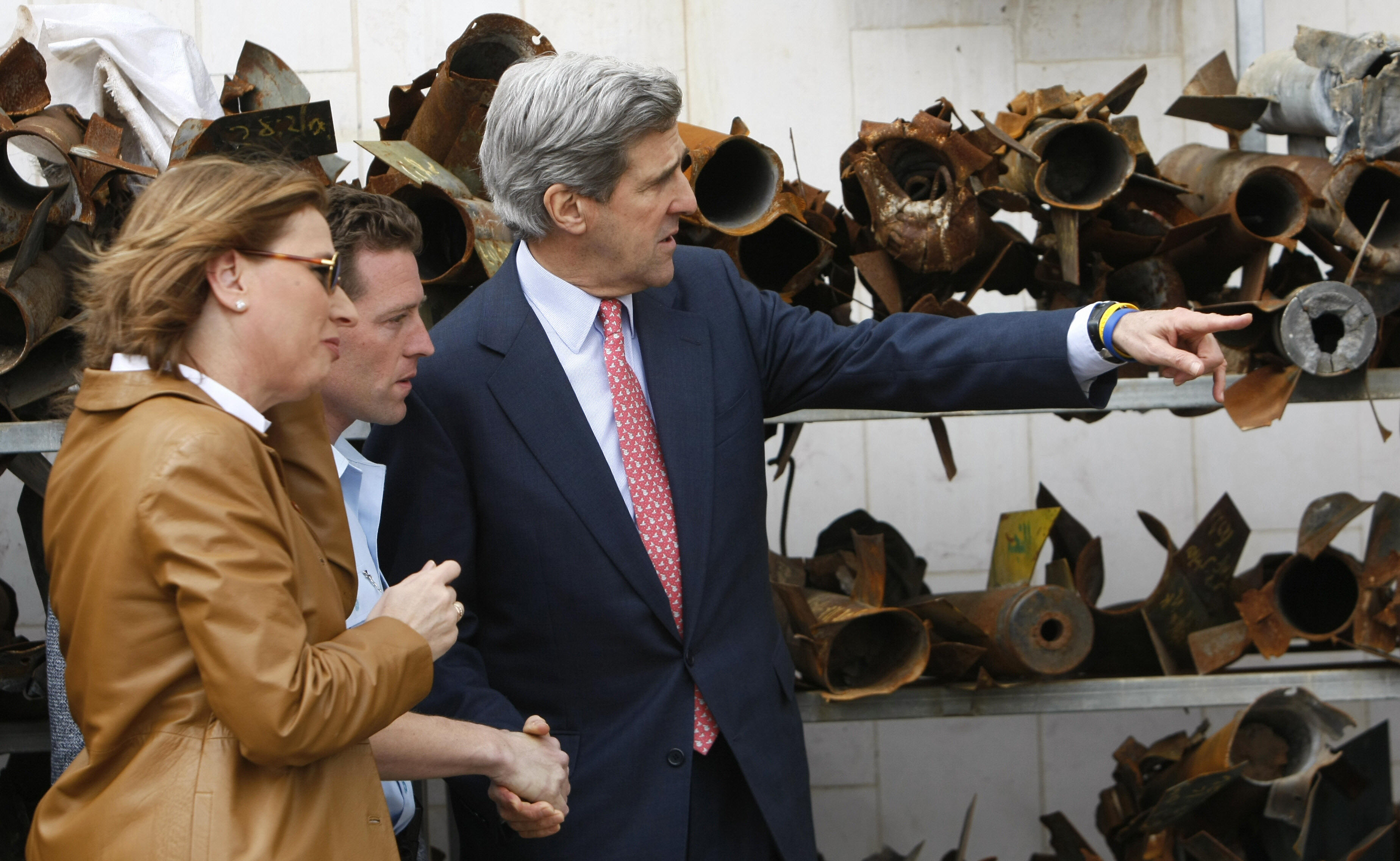 MENAHEM KAHANA/AFP/Getty Images.Kerry visited the Israeli town of Sderot.