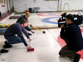 Gary Tuchman tests out his curling skills in Fargo, North Dakota.