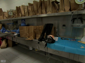 Inside the morgue - the belongings of victims killed in the violence.