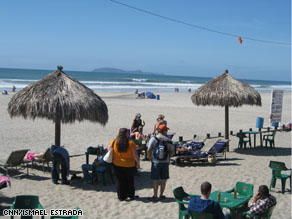 The relatively empty beaches of Rosarito, Mexico