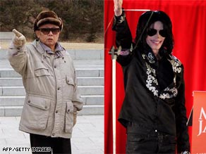 Kim Jong Il, left, strikes a similar pose to Michael Jackson, right.
