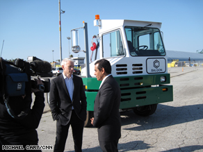 L.A. Mayor Antonio Villaraigosa tells Anderson that electric trucks designed for container transport create more “green” jobs in his city and cut down on pollutants.