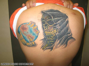 Gabriel Cardona's tattooed back.