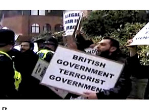A protest against British soldiers in Luton, England.