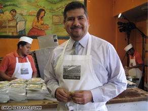 Alonso Arellano in his Nopaltilla factory. He says the demand for these green tortillas is greater than the supply.