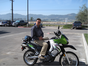 Jim Cheatley on his motorcycle.