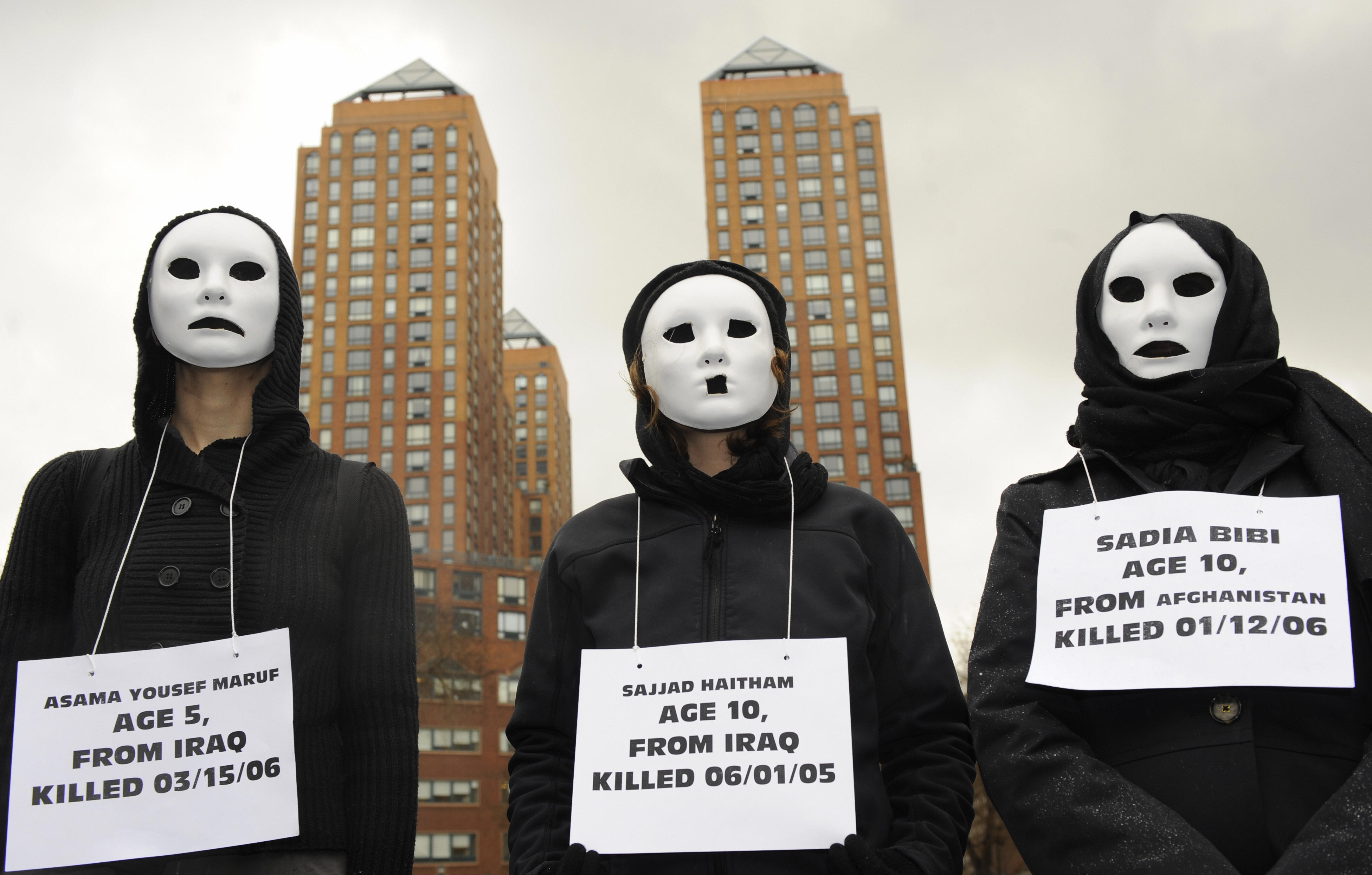 EMMANUEL DUNAND/AFP/Getty Images. New York City.US anti-war demonstrators stage a rally in New York, March 19, 2009. A small group of demonstrators took to the streets of the US financial capital in a protest march ahead of the March 20 anniversary of the 2003 start of the Iraq war.