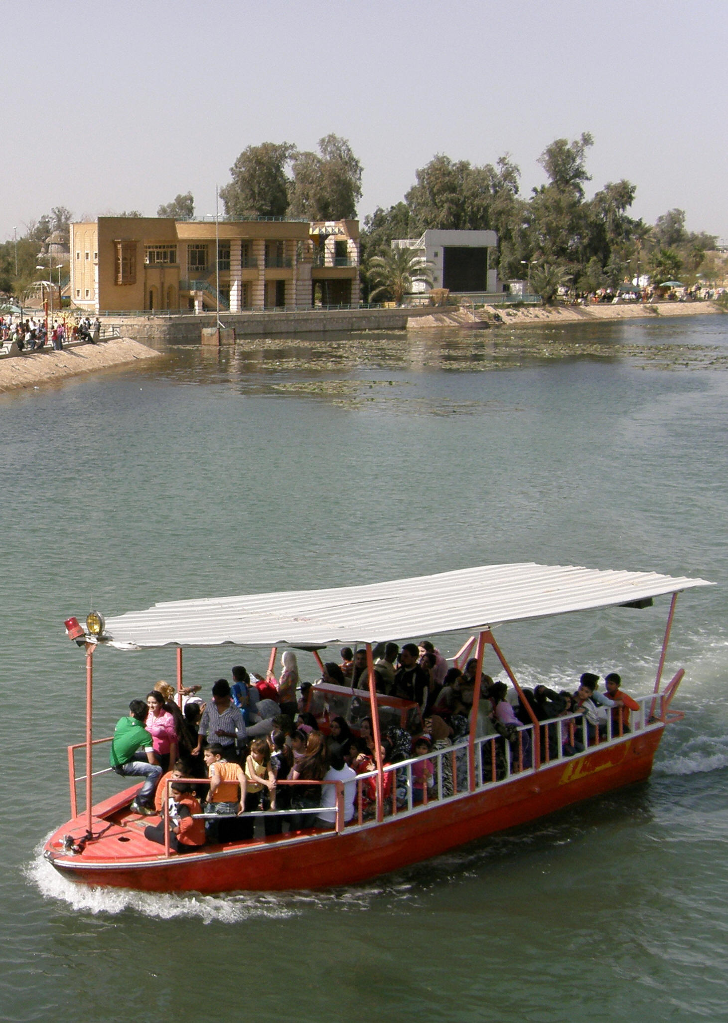 Baghdad: Iraqis celebrate with a boat ride in the Tigris river off Baghdad's al-Zawraa public park. PHOTO KHALIL AL-MURSHIDI/AFP/Getty Images