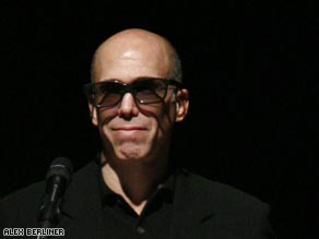 DreamWorks CEO Jeffrey Katzenberg models new 3D glasses that look not unlike Ray-Bans.
