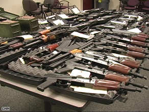 Weapons seized by federal agents before they were smuggled across the border into Mexico.
