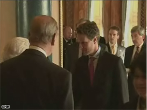 U.S. Treasury Secretary meets Queen Elizabeth II in London.