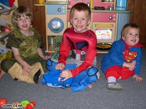     Jonas, 3 (left), Magnus, 6, and Rasmus, 3