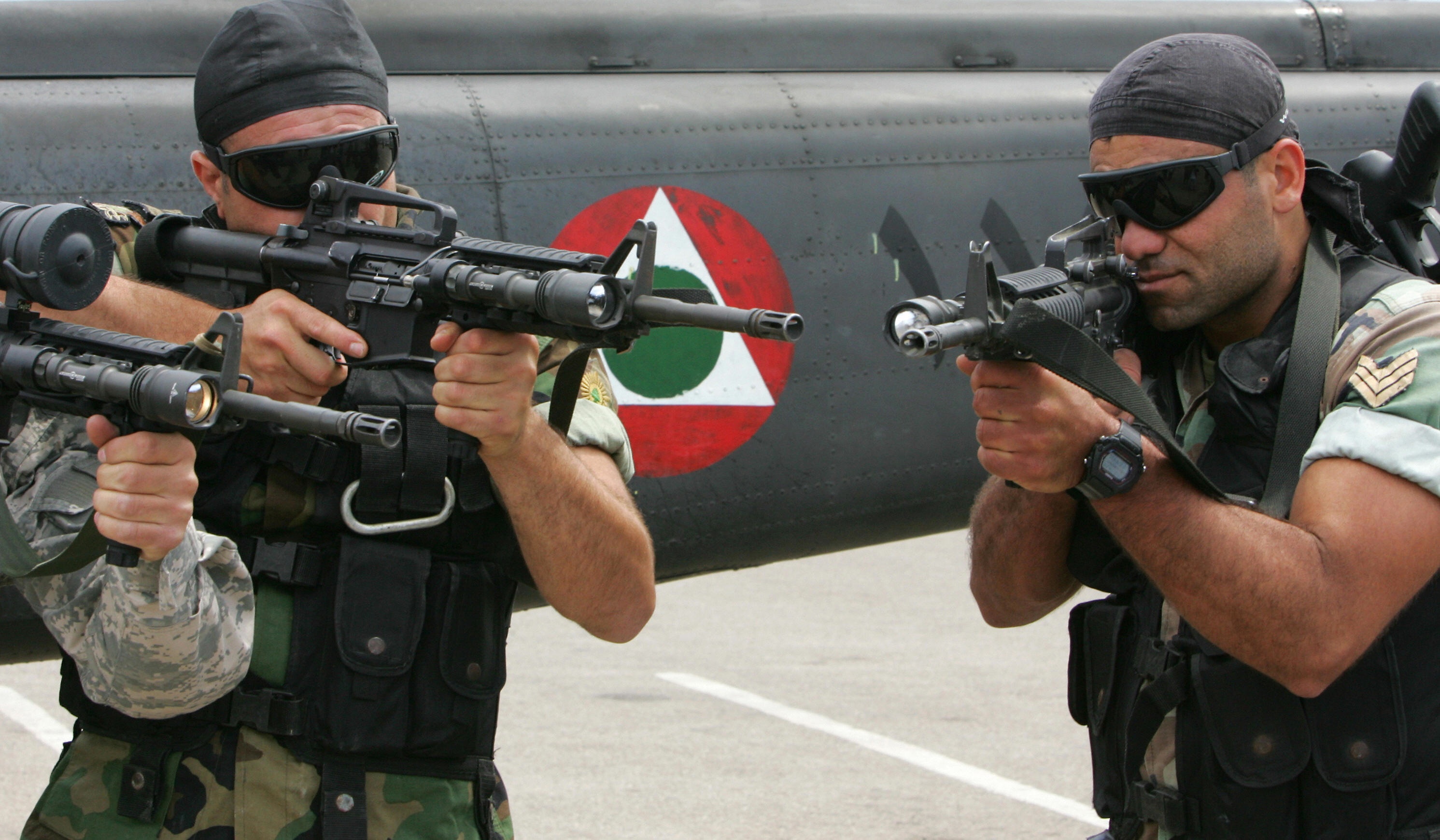 ANWAR AMRO/AFP/Getty Images. Lebanese Special Forces display their combat skills at the opening ceremony of the Security Middle East show in Beirut on April 20, 2009. The show, which ends on April 22, is a regional arms exhibition being staged in Lebanon for the first time.