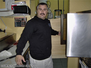 George Norman Harrison in his pizzeria. Harrison was kidnapped and murdered in Mexico.