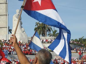 Crowds celebrate May Day in Havana, Cuba Friday.