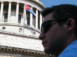 CNN's Jim Acosta in front of the Cuban Capitol building in Havana, Cuba.