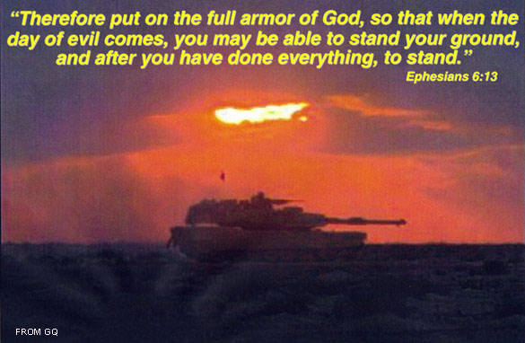 The sheets featured biblical quotes and battle images