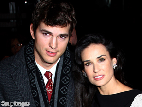 Ashton Kutcher and Demi Moore at a UK film premiere in November 2008.