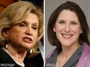 Rep. Carolyn Maloney (L) and Charmaine Yoest (R).
