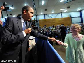  President Obama wrote a young girl named Kennedy a note who was missing the last day of school to attend the town hall with her father.