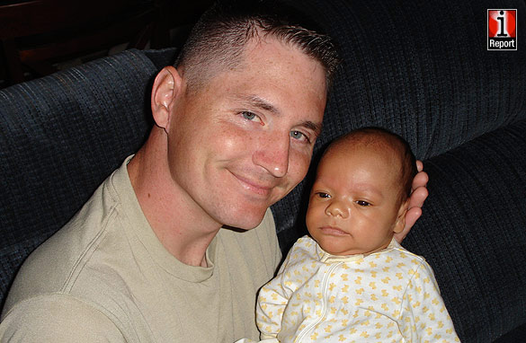 SFC Joshua Horton and his two-month-old son Charlie.