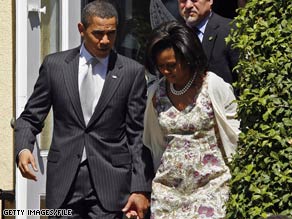 The Obamas attended Easter services at a church near the White House but have not settled on a new church in the Washington area.